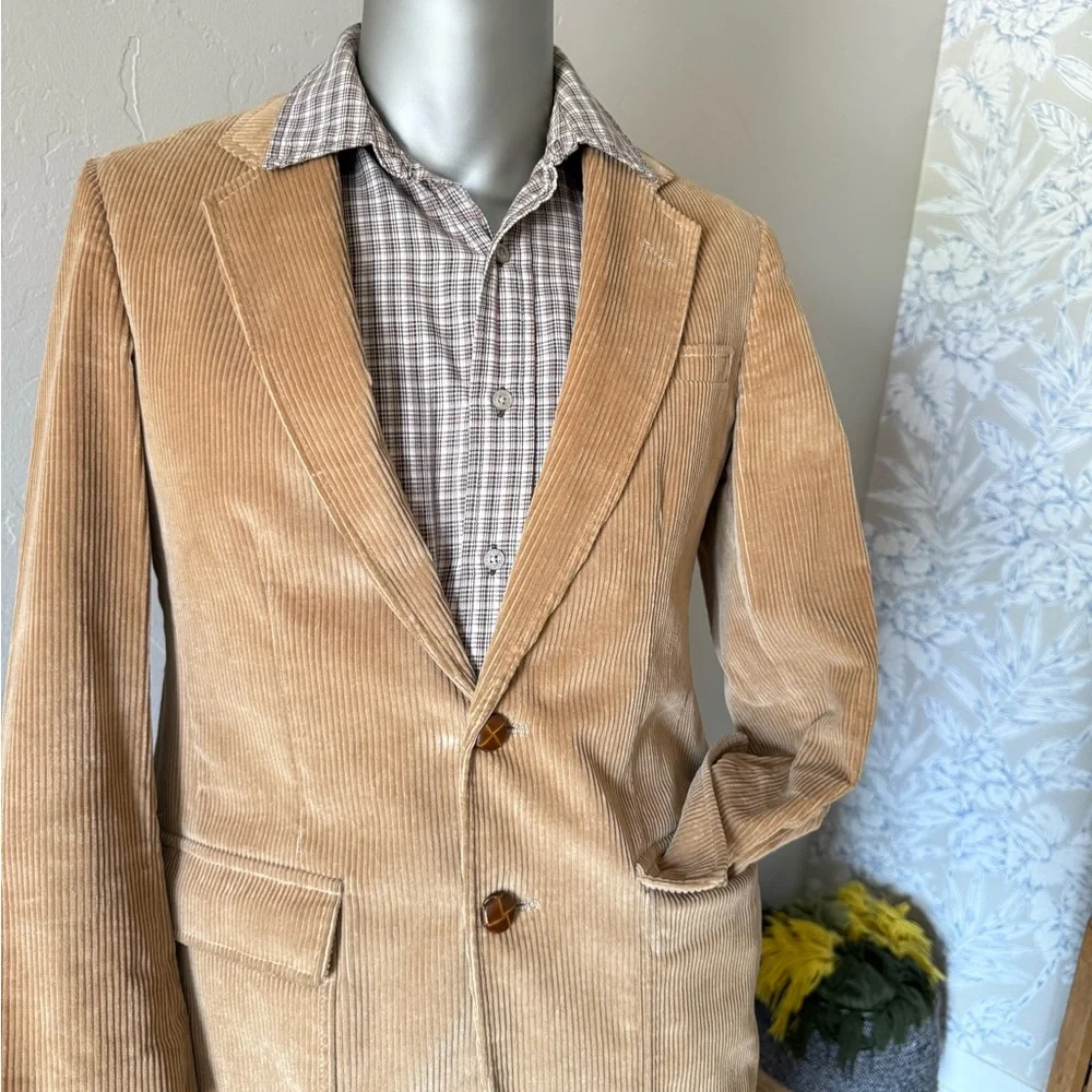 Vintage USA Made Anthony Allan Tan‎ Corduroy Preppy Countryside Sports Coat
